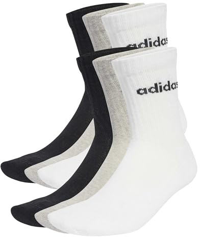adidas Unisex Linear Crew Socks Cushioned Socks 6 Pair Pack SOCKS (pack of 1)