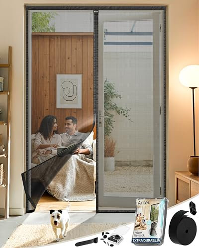 ARCOL Zanzariera Magnetica 130x245 cm Premium in Fibra di Vetro - Stop Zanzare in 3 Min., Rete Ultra-Fine Anti-Insetti, Chiusura Automatica con Magneti & Pesi, Nastro a Strappo Extra-Largo (Nero)