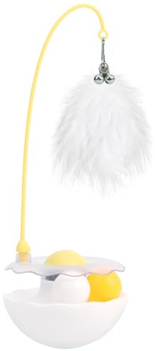 OWill 4-in-1 Interactive Cat Toys for Indoor Cats Adult, Catnip Toys with Catnip Ball, Self Play Cat Feather, Bell, Double Ball Turntable and Tumbler, Detachable and Assembled Wand Pet Toys