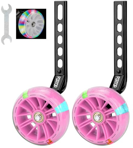FORTOP Fahrradtrainingsräder, Paar robuste Hinterräder mit montiertem Stabilisator-Kit für Kinderfahrräder Jungen und Mädchen mit Einzelgeschwindigkeiten mit Größen von 12-20 Zoll (Rosa)