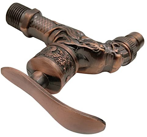 HOMSFOU Grifo Antiguo De Pared Para Cocina y Fregadero, Resistente Prueba De Óxido, De Fácil Instalación, Acabado Rojo Envejecido, Adecuado Para Uso Interiores y Exteriores, Unidad Individual