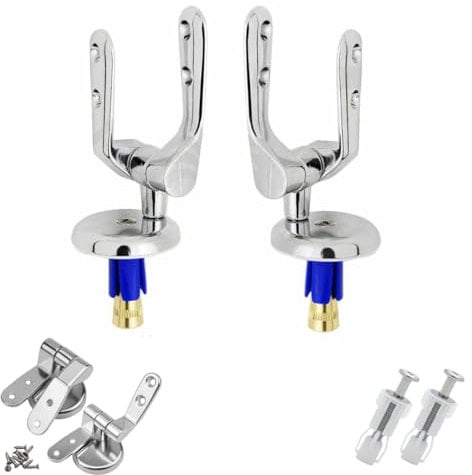 Coppia Cerniere per Sedile WC in acciaio INOX, Kit di ricambio coprivaso Copriwater Soft Close, con tassello tirante ad espansione, completa di viti