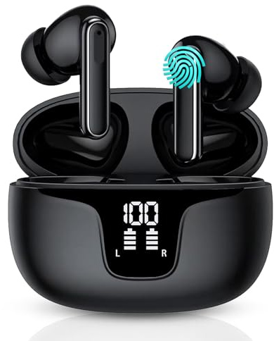 Drsaq Bluetooth 5.3 In-Ear Kabellose Kopfhörer, 40H Spielzeit, Tiefer Bass, 4X ENC Mikrofone, IPX5 Wasserfest, USB-C Ladecase – Perfekt für Arbeit & Studium