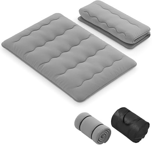 GIANTEX Bodenmatratze 140x200 cm, Futon Matratze Japanisch, Tatami Matte Faltbar & Tragbar, Klappmatratze mit Tragetasche & Abnehmbarer Bezug, Schlafmatte Schlafunterlage für Gästezimmer Schlafzimmer