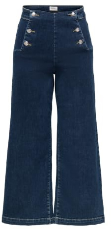 ONLY Female Jeans mit weitem Bein Onlnew Hohe Taille Weite Passform - kurz geschnitten Verkürzt Jeans