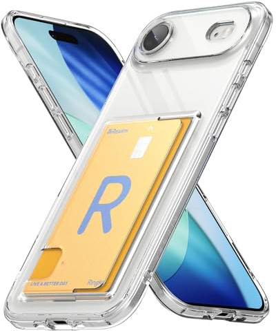 Ringke for iPhone Air Case, Fusion Card (Clear) | Built-In Card Slot Holder, Holds Up to 1 Card, Transparent Shockproof Bumper Cover, Individual Camera Cutouts