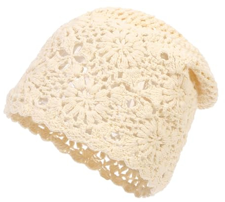 sy soul young Slouchy Beanie Damen Dünn Handgemachte Baumwolle Stricken Hut(Einheitsgröße,Cremig)