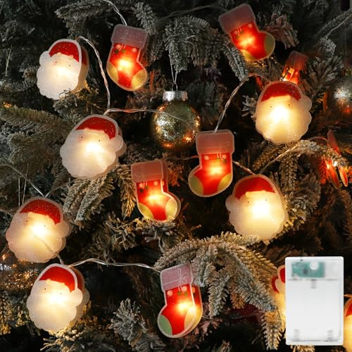 Artrastar Weihnachtsmann Lichterkette, Innen 20 LED 3.5 M Weihnachtsdeko Lichterkette Batterie Mit Timer Weihnachtsbeleuchtung für Weihnachtsbaum Fenster Balkon Kamin Garden Party