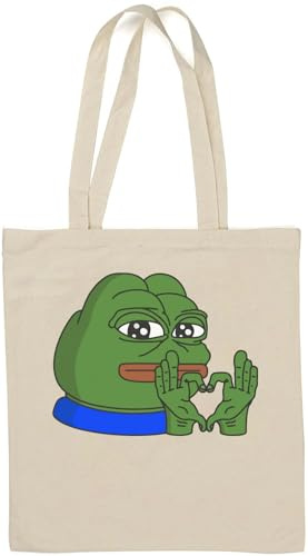 Pepe The Frog Handtasche Herz Meme Art Natürliche Baumwolle Tragetasche Weiß