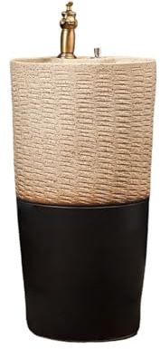 RUNZE765Z Lavabo da Bagno Lavabo da appoggio in Ceramica for Bagno, con Rubinetto e Kit di Scarico Lavandino su Colonna