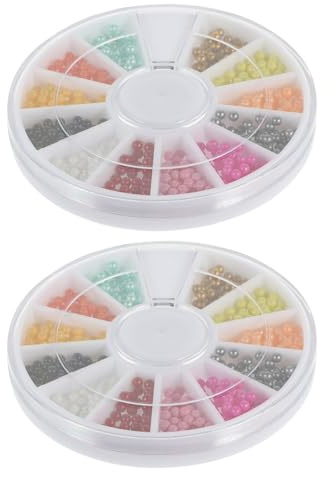 BAZEITFLOW 2 Box Nail Caviar Beads Colors Creative DIY Nail Decoration Pearls for Manicure Art Small Delicate Non-fading Beads Women
