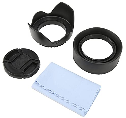 Yctze Zusammenklappbare Gegenlichtblende aus Gummi, 4-in-1-Gegenlichtblende-Set mit Gegenlichtblende aus Gummi und aus Stoff, Set mit Objektivkamera und Fotoobjektivzubehör (55 mm)