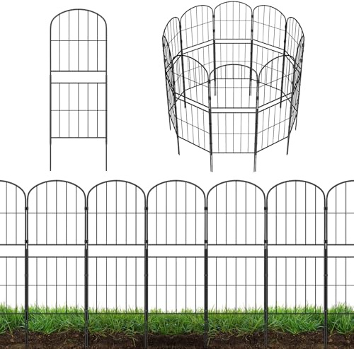 10 Stück Tier Barriere Zaun, Dekorativer Gartenzaun, rostfreier Steckzaun | Dekoration Gitterzaun für Garten, Hundezäune Gartenbeet, Rostfeste Garten Zaun für Hund, Kaninchen, 91 cm (H) x 3,05 m (L)