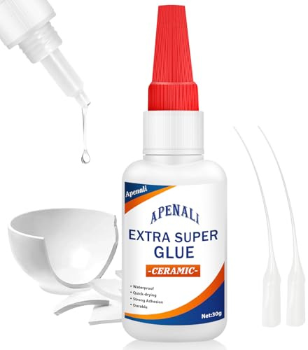 Surcotto Ceramic Glue 30g,Instant Super Glue for Porcelain and Pottery Repair, Fast Drying, Heat Resistant, Waterproof Strong Adhesive for Bonding Ceramic, Dishes, Tiles, DIY Crafts