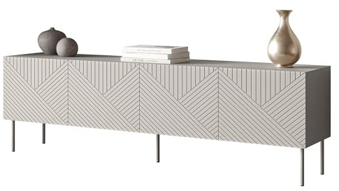 Mirjan24 TV-Lowboard Aropo 4D 190, Praktischer Fernsehschrank mit 4 Türen und 4 Fächer, Griffloses Öffnungssystem, TV Schrank, TV-Bank, Sideboard, Wohnwand (Cashmere)