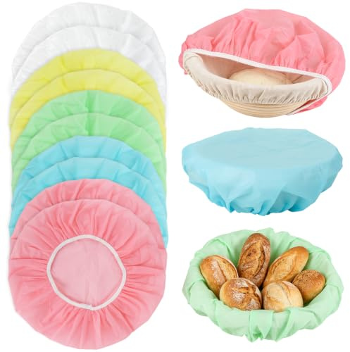 10Pcs Reusable Elastic Bowl Covers for Bread Proofing, Multicolor Plastic Food Covers, Waterproof Sourdough Bread Baking Accessories for Dough Rising and Fruit Fresh Keeping