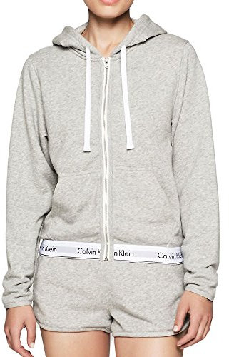 CALVIN KLEIN 000QS5667E TOP HOODIE FULL ZIP SWEATER Damen, Grey, S