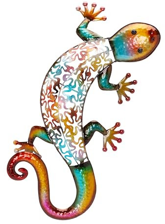 Christmas Concepts® Bunte Metall Reptilien Wandkunst - Indoor/Outdoor Gartendekoration (53cm blauer Gecko) (21 Zoll)
