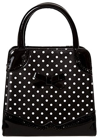 Banned Hands Off My Polka Tasche 50er JahreTop Handle Handtasche - Schwarz/Weiß oder Schwarz/Rot
