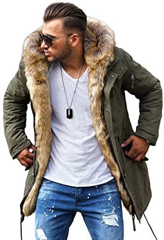 Rello & Reese Winter Parka mit Fell-Imitat Jacke Mantel E-7250 [Khaki,