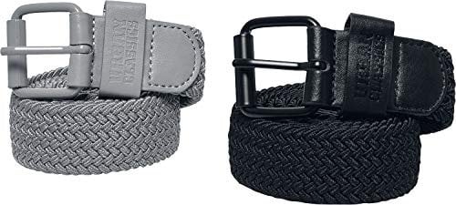Urban Classics Unisex Elastic Belt Set Gürtel,, 2per pack Grau (blk/gry 00029), No Aplica|#No Aplica|#694 (Herstellergröße: L/XL)