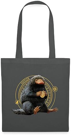 Spreadshirt Phantastische Tierwesen Niffler mit Gold Stoffbeutel, One size, Graphite