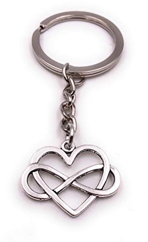 H-Customs Coeur amour couple symbole infini signe creux argent porte-clés pendentif