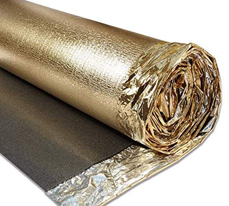 Acoustic Sonic Gold Underlay 5mm Thick - Choose Any Size - for All Wood, Laminate Flooring - Damp Proof Mebrane - Great Sound & Heat Insulation (6mm Thick, 60m2-4 Rolls)