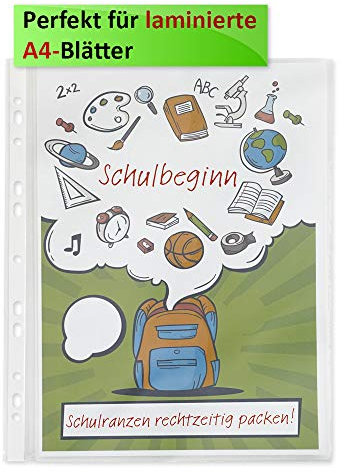 TimeTEX Prospekt-Hüllen A4+ Laminierformat - 10 Stück - A4-Plus - aus stabiler, glatter und transparenter PP-Folie (80/160 my) mit Universallochung - 64332