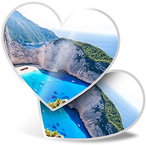 2 x Herz-Aufkleber 7,5 cm – Zante Griechenland griechische Reise Spaß Aufkleber für Laptops, Tablets, Gepäck, Scrapbooking, Kühlschränke, 2308