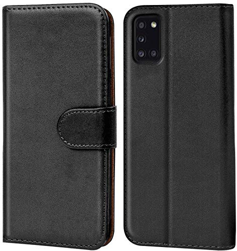 Verco Handyhülle für Samsung A31 Hülle, Klapphülle für Samsung Galaxy A31 Tasche PU Leder Flip Case Brieftasche, Schwarz