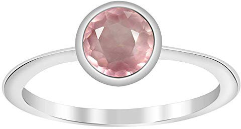 Bague solitaire en argent sterling 925 avec saphir rose naturel 6 mm (66)
