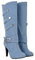 Stivali di Jeans da Donna Inverno Confortevole Antiscivolo Festa di Nozze Scarpe con Tacco Alto Stivali Lunghi da Donna Caldi con Fibbia Casual