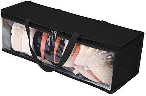 RUIFUU Hut-Aufbewahrung, Hut-Organizer für Baseballkappen, Baseballkappen-Tasche/Halter, transparenter Kunststoff, staubdicht, 53.9 cm L x 16.3 cm B x 20.8 cm H (schwarz)