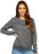 BOLF Damen Sweatshirt Pullover ohne Kapuze Basic Langarmshirt Top Baumwollmischung Pulli Rundhals-Ausschnitt Sweater Farbvarianten Sportlich Fitness J.Style W01 Dunkelgrau XL [A1A]
