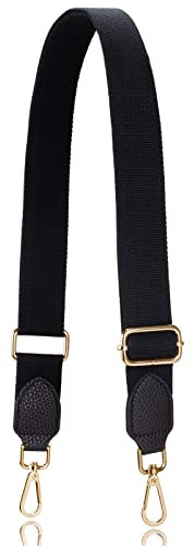 Allzedream Gurt für Handtasche Verstellbar Taschengurte Breiter Umhängetasche Ersatzgurt,Schwarz,Gold Hardware