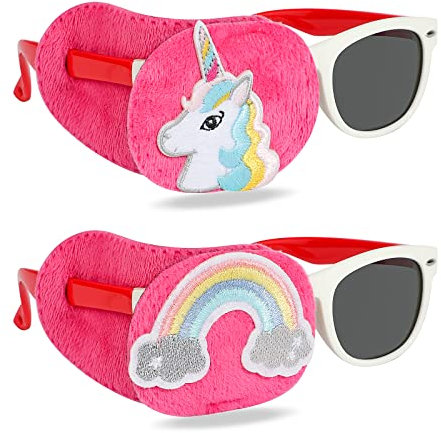 HIFOT cache oeil enfant 2 pièces, cache oeil medical Pour amblyopie orthoptiste adultes et enfants, Licorne cache-œil couvre Lunettes Eye Patches pour fille