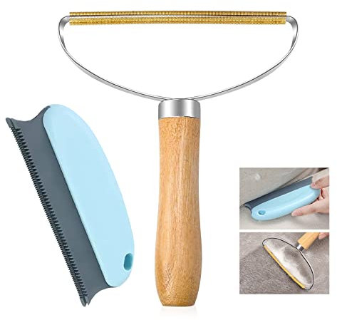 YSUVIN Tragbarer Fusselentferner, 2 Stück Metall Fusselentferner & ABS Fuzz Rasierer, Wiederverwendbarer manueller Teppichschaber Bürstenwerkzeug Roller Mini-Flusenreiniger mit für Teppich, Tierhaare