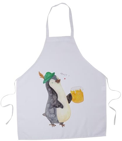 Mr. & Mrs. Panda Kochschürze Pinguin Bier - Geschenk, Grillschürze Mann, oktoberfest 2023, Backschürze, Grillschürze Männer lustig, Pinguine,
