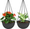 ZMTECH 28cm Hängender Blumentopf, Hängende Pflanzgefäße für Pflanzen im Innen- und Außenbereich, Hängende Pflanzenhalter, Blumentopf Ampel Hängend für Balkon, Terrasse, Garten (2er-Set, Dunkelgrau)