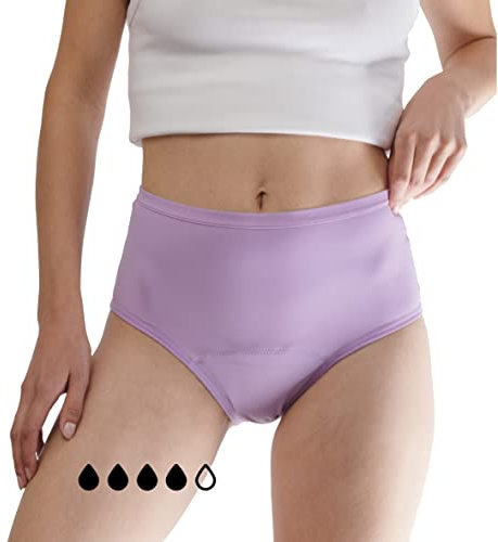 MYLILY® Perioden Unterwäsche High Waist Flieder I Starker Schutz I Bio-Baumwolle I Periodenunterwäsche auslaufsicher I Nachhaltig & waschbar I Inkontinenz I Schwangerschaft & Wochenbett geeignet (S)