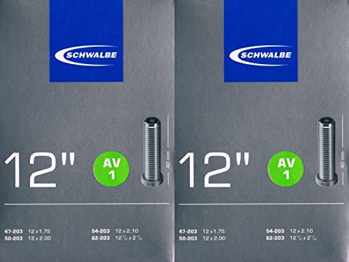 2X Schwalbe AV 1 Schlauch 12' 203 Ventil: Auto Schrader AV1 Autoventil