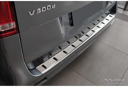 Avisa Edelstahl Heckstoßstangenschutz kompatibel mit Mercedes Vito / V-Klasse 2014-2019 & Facelift 2019- (nur Heckklappe) 'STRONG EDITION', Silber