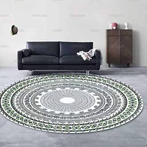 Teppich Rund 120cm Baumwolle Teppich Waschbar Boden Baumwollteppich Grau Vintage Teppich Gewebt Wohnzimmerteppich Rund für Schlafzimmer, Küche, Indoor Outdoor,D,Diameter 120cm