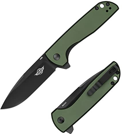 OKNIFE Freeze 2 Tachenmesser mit Al-Griff und 154CM Klinge mit hervorragender Retention, reibungslosem Flipper Öffnen, Olight Taschenmesser mit Al-Griff, perfekt zum Schneiden, Survival(ODGrün)