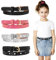 WERFORU 4 Stück Kinder Skinny Gürtel Glitter PU Ledergürtel für Mädchen Bunte Mädchen Gürtel mit Goldschnalle für Jeans Kleid