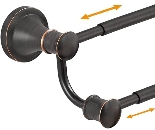 Hoimpro Adjustable Retractable 15-27 Inches Stainless Steel Bathroom Towel Bar, Bathroom Accessories Bath Hotel Double Towel Bar Rod Hanger Wall Mounted Towel Holder Towel Rack, Oil Rubbed Bronze