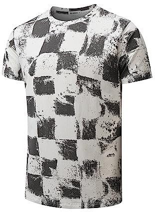 RONOMO Herren T-Shirts, Krawatte gefärbte T-Shirts, lässige T-Shirts, Bedruckte T-Shirts, Graffiti T-Shirts(GZ BAI M)