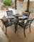 PHIVILLA 5-PCS Metal Patio Outdoor Dining Set- 94cm Square Bistro Table and 4 Backyard Stackable Armrest Garden Chairs, Table with 4cm Umbrella Hole,Black