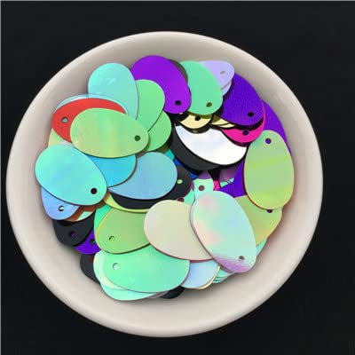 120 teile/los 12 * 20mm Oval Ei Form Große Pailletten Flache PVC Handwerk Mit Seite Loch Bauchtanz Kleidungsstück DIY Nähen Zubehör-Zufällige Mischung